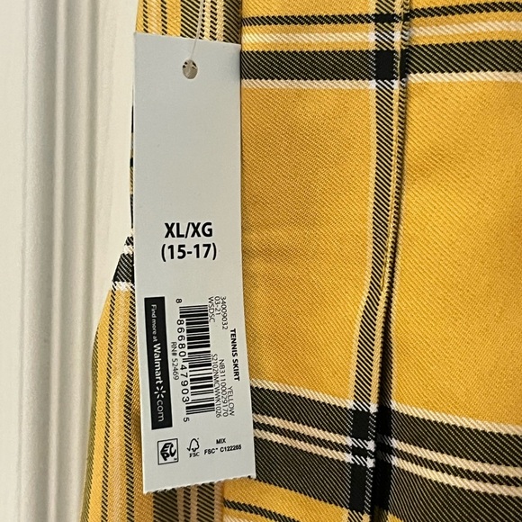 NWT No Boundaries Pleated Yellow Black plaid Zip Mini Skirt Back zip JR Sz XL - Picture 4 of 7
